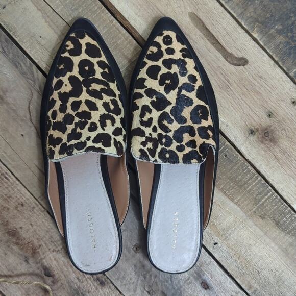 Boho Halogen Genuine Leather Leopard Printed Calf Hair Slip on Shoes - Picture 1 of 8